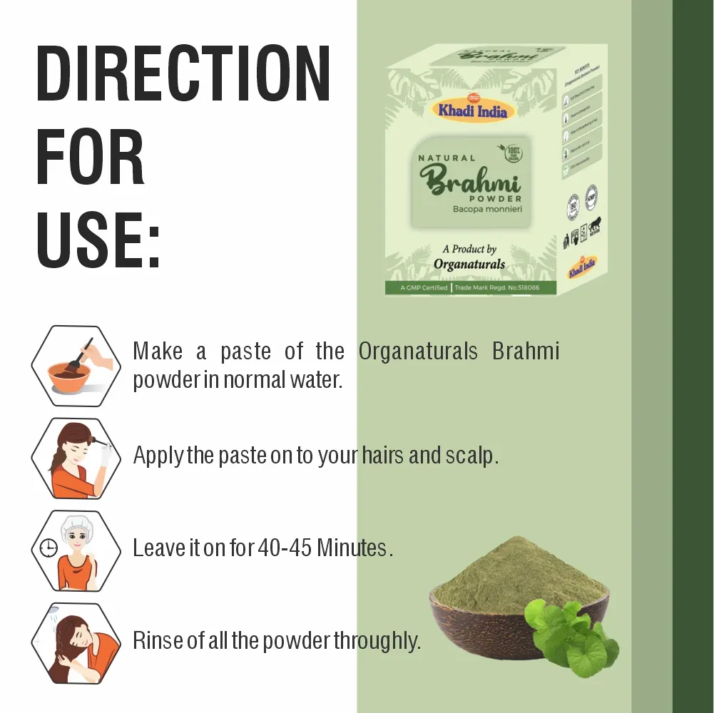 Natural Khadi 100% Pure and Natural Brahmi Powder for Hair – 100 g - Image 3
