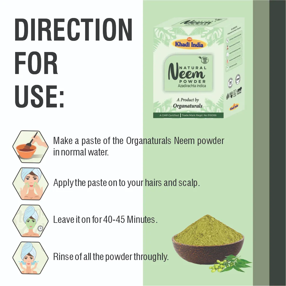 Natural Khadi 100% Pure and Natural Neem Powder for Skincare - 100 g (Copy) - Image 3
