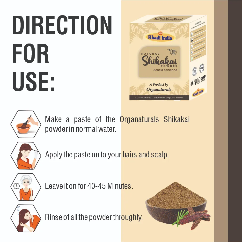 Natural Khadi 100% Pure and Natural Shikakai Powder for Hair - 100 g - Image 3