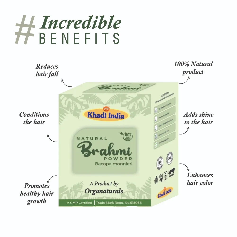 Natural Khadi 100% Pure and Natural Brahmi Powder for Hair – 100 g - Image 2