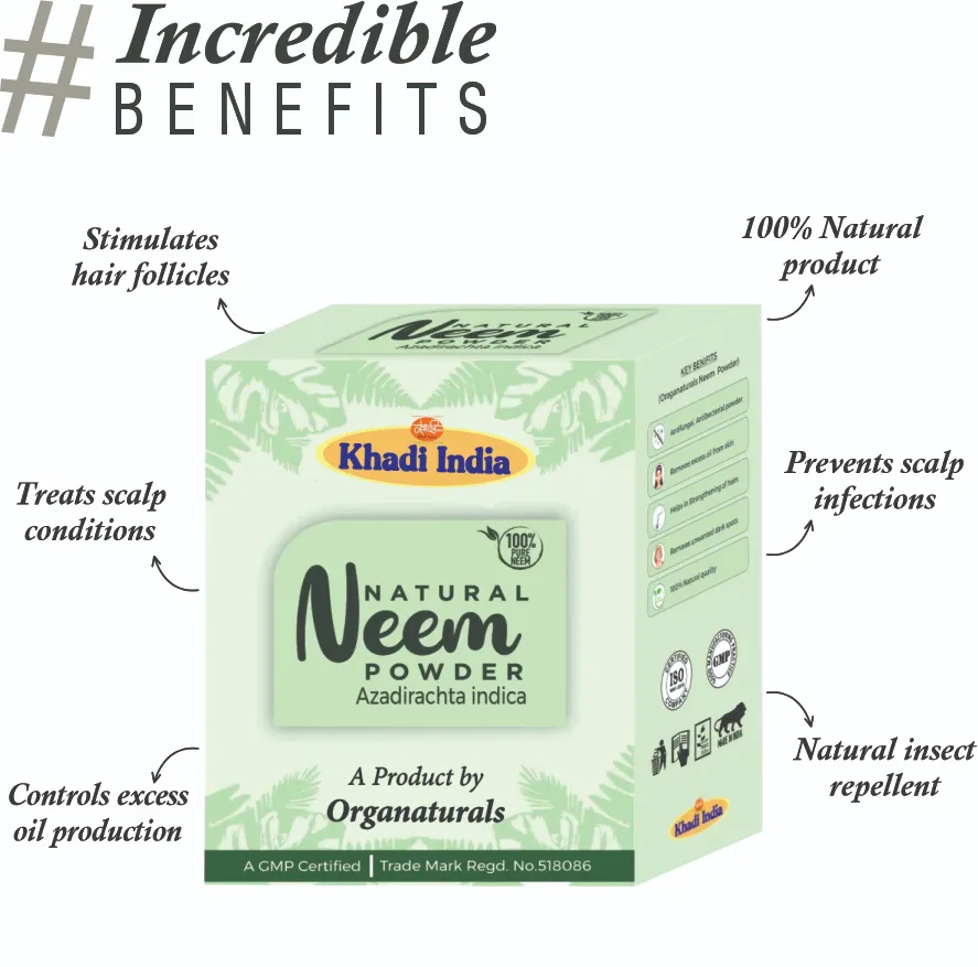 Natural Khadi 100% Pure and Natural Neem Powder for Skincare - 100 g (Copy) - Image 2